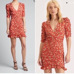 Veronica Beard Josephine Silk Floral Ruched Mini Dress